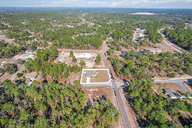 aerial view with a wooded view