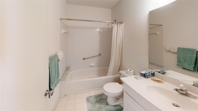 full bathroom featuring vanity, toilet, and shower / bath combo with shower curtain