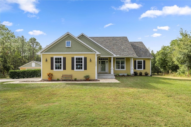 view of front of home with a front yard