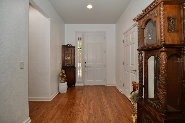 foyer with dark hardwood / wood-style flooring