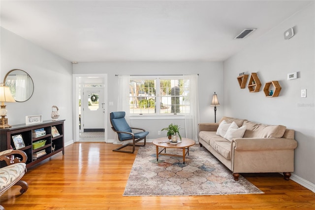 living room with wood-type flooring