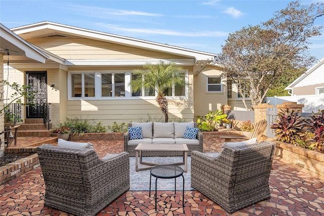 view of patio featuring an outdoor living space