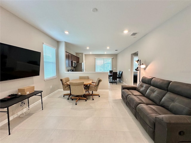 view of tiled living room