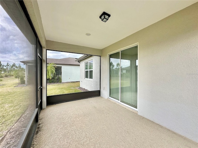 view of unfurnished sunroom