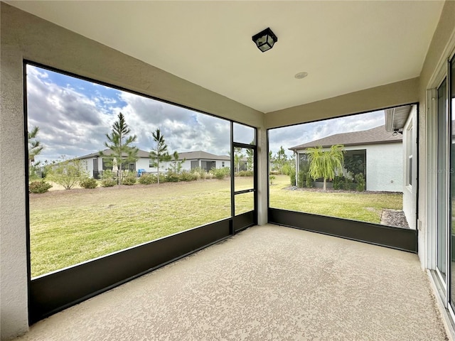 view of unfurnished sunroom