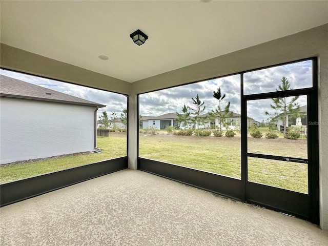 view of unfurnished sunroom