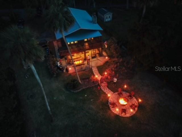 view of aerial view at night