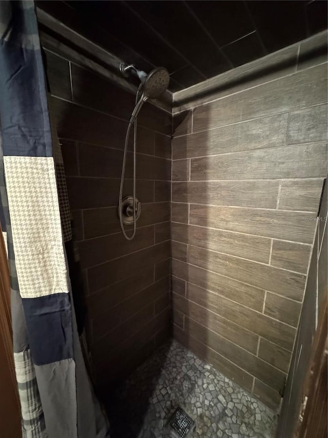 bathroom featuring a shower with curtain