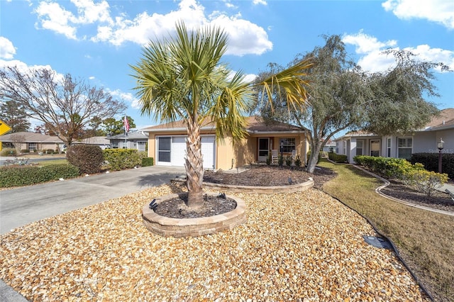 single story home featuring a garage