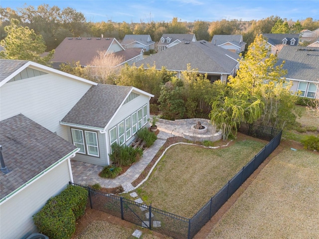 aerial view with a residential view