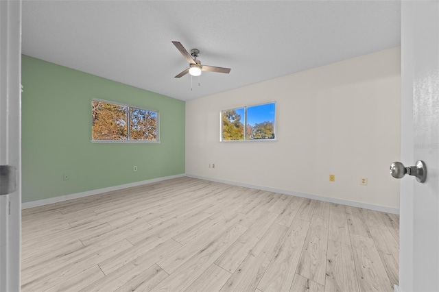 empty room featuring light hardwood / wood-style floors and ceiling fan