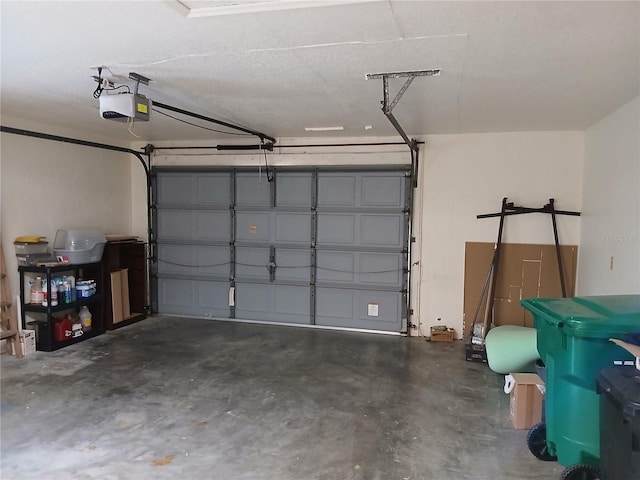 garage with a garage door opener