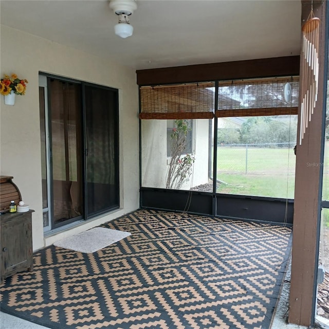 view of unfurnished sunroom