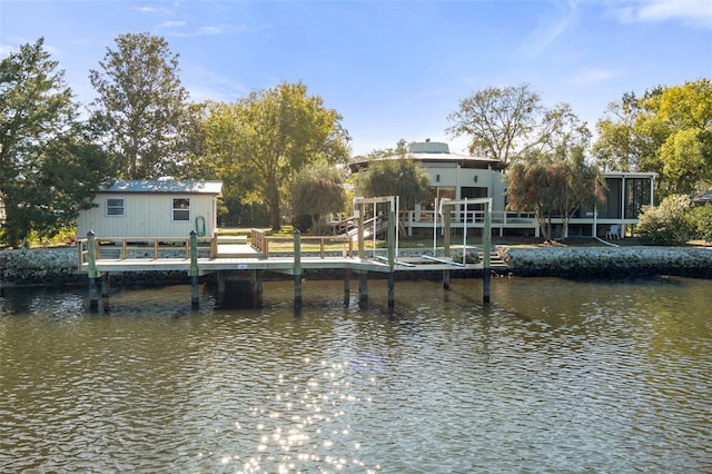 view of dock featuring a water view