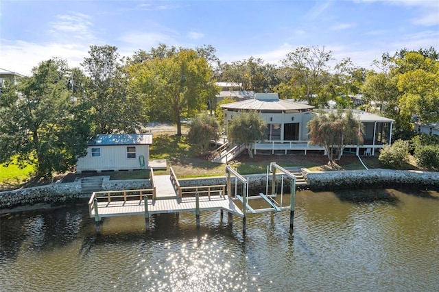 view of dock featuring a water view