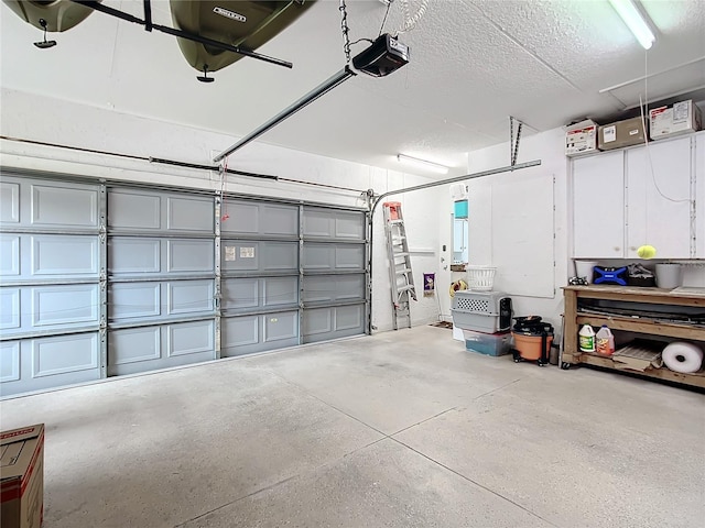 garage with a garage door opener