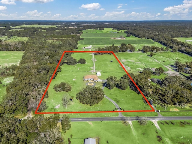 aerial view featuring a rural view