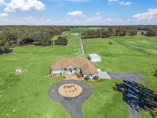 bird's eye view with a rural view