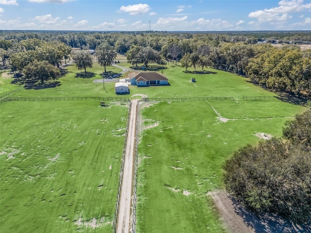 bird's eye view with a rural view