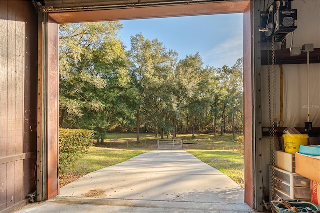 doorway with concrete flooring