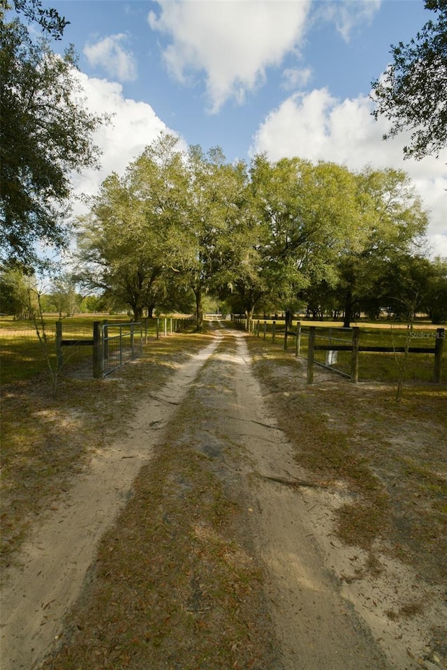 view of street with a rural view