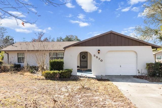 ranch-style home with a garage