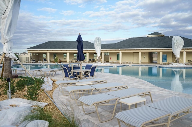 pool featuring a patio area