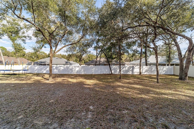 view of yard featuring a trampoline