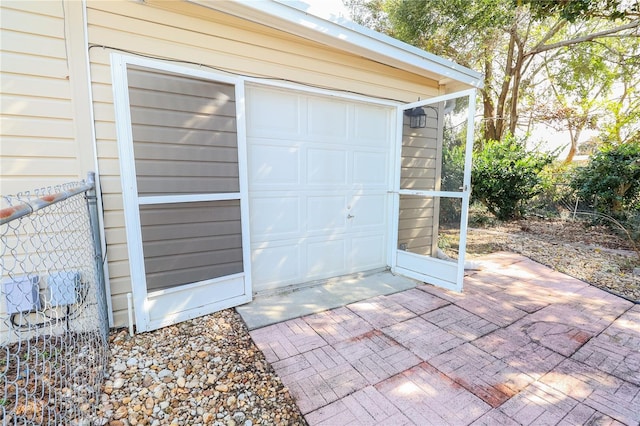 view of outbuilding featuring a garage