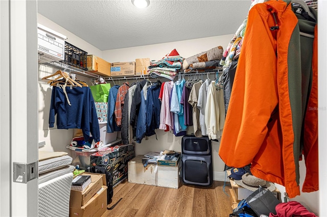 walk in closet featuring wood-type flooring