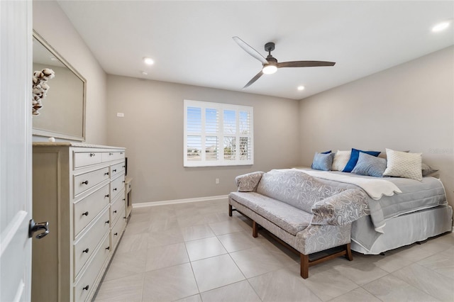 bedroom featuring ceiling fan