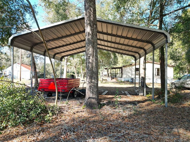 view of parking / parking lot with a carport