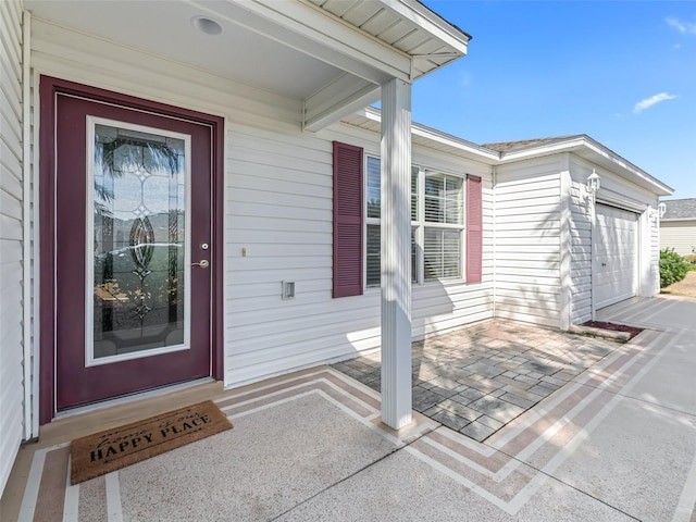 entrance to property with a garage