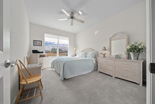 bedroom featuring carpet and ceiling fan