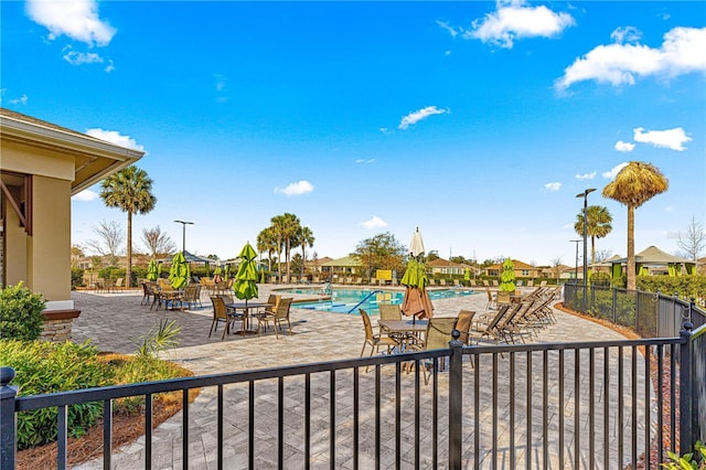 view of pool featuring a patio area