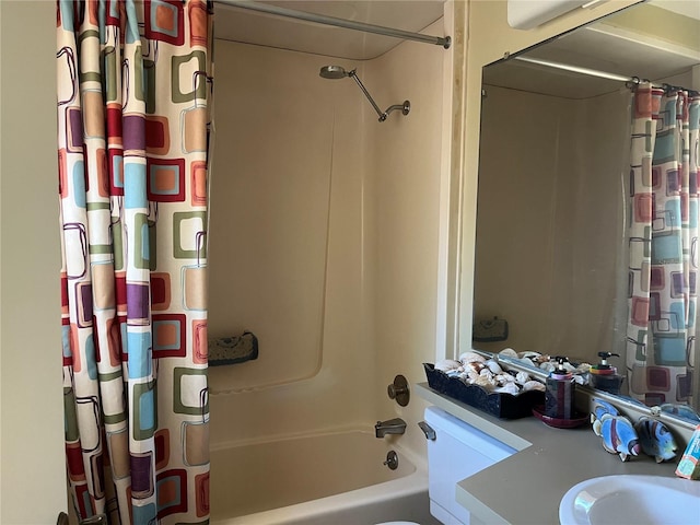 bathroom featuring shower / bathtub combination with curtain