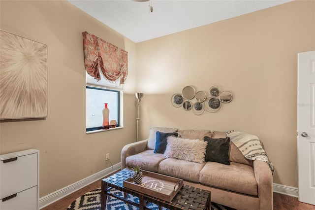 living room with wood-type flooring