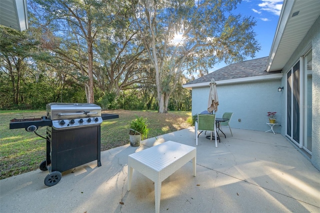 view of patio / terrace featuring a grill