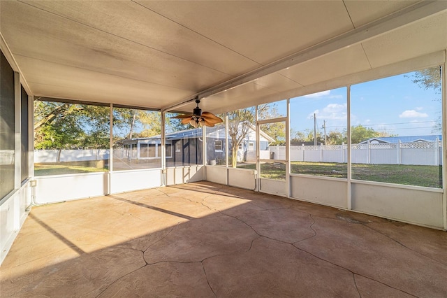 view of unfurnished sunroom