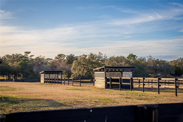 exterior space with a rural view