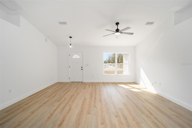 interior space featuring ceiling fan and light hardwood / wood-style floors