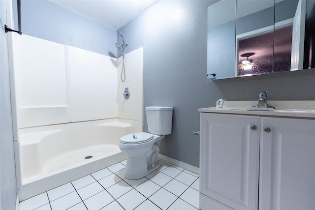 full bathroom with tile patterned flooring, vanity, bathtub / shower combination, and toilet