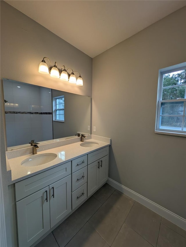 bathroom featuring vanity and tile patterned floors