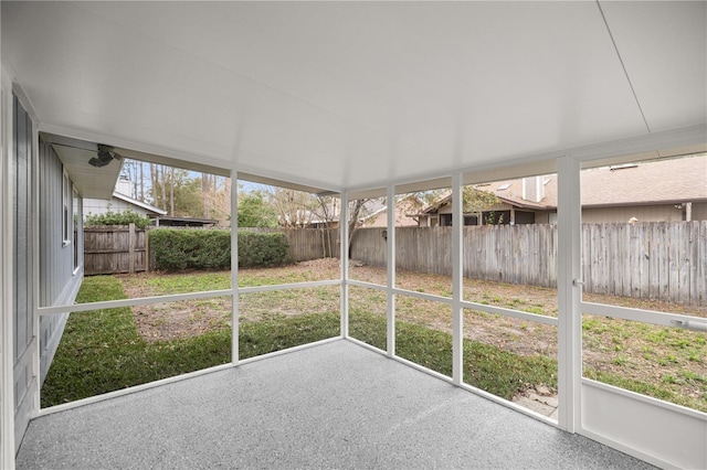 view of unfurnished sunroom