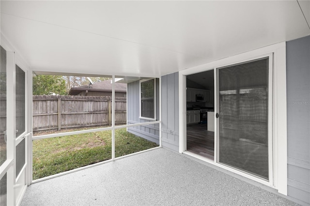 view of unfurnished sunroom