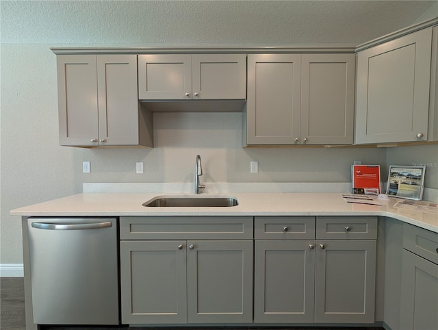 14259 SE 33rd Ter, Summerfield, FL 34491 - kitchen featuring stainless steel dishwasher, a sink, and gray cabinets