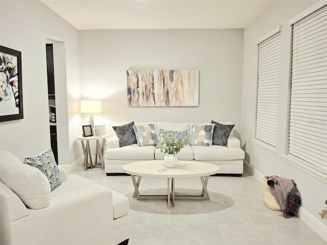 view of tiled living room