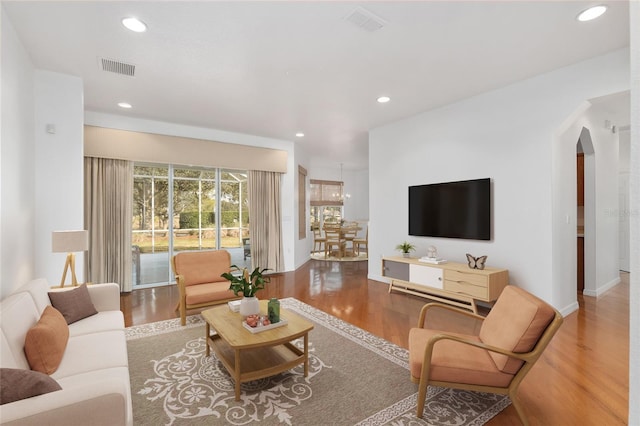 living room featuring hardwood / wood-style flooring