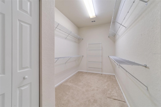 spacious closet with light colored carpet