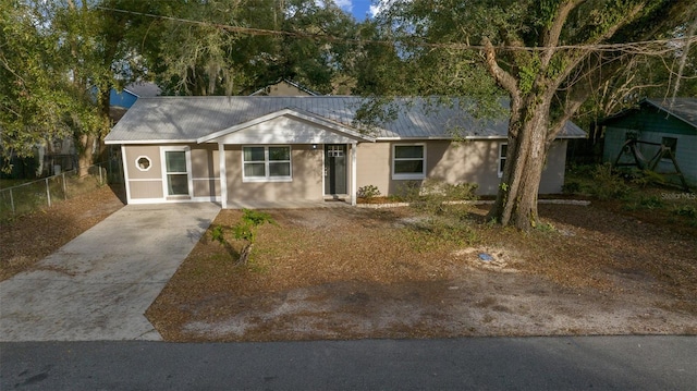 view of single story home